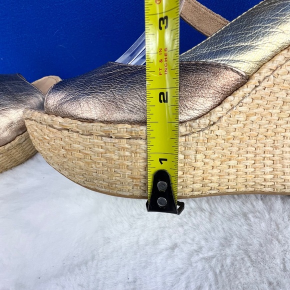 |•BØRN•| Metallic Gold & Bronze Espadrille Wedge Platform Sandals Size 8 - Picture 13 of 16